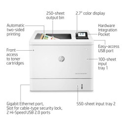 HP Color LaserJet Enterprise M554dn Single Function Color Laser Printer